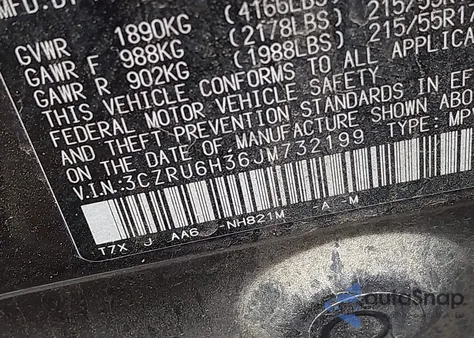 2018 Honda Hr-V Lx from USA, damaged, VIN 3CZRU6H36JM732199